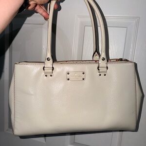kate spade Cream Leather Tote with Double Top Handles